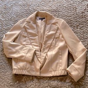 INC International Concepts cream colored faux leather jacket/blazer Sz M